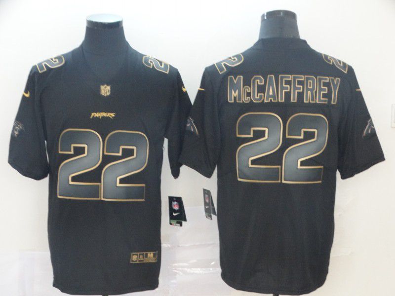 Men Carolina Panthers #22 Mccaffrey Nike Vapor Limited Black Golden NFL Jerseys
